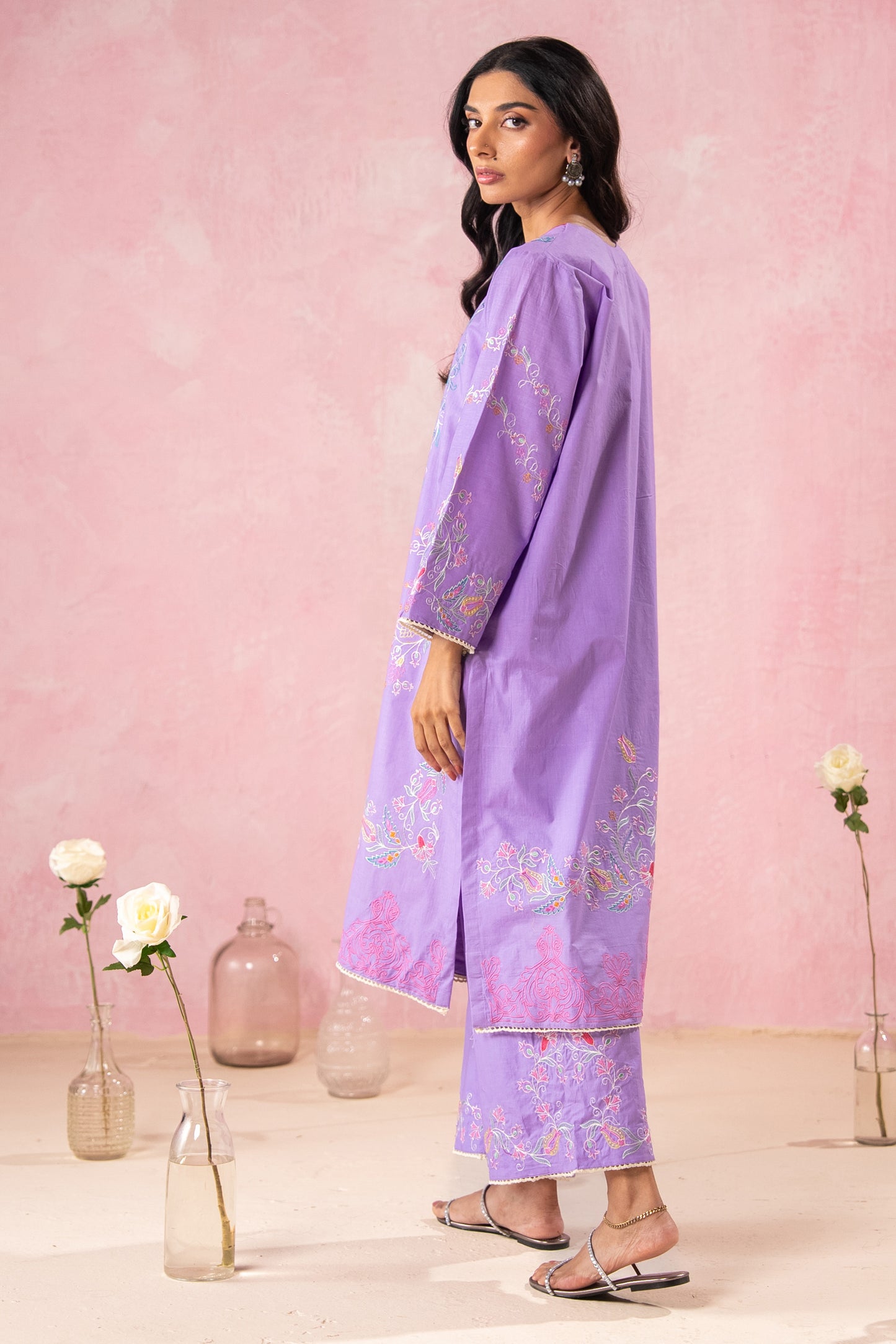 LAVENDER EMBROIDERED SET