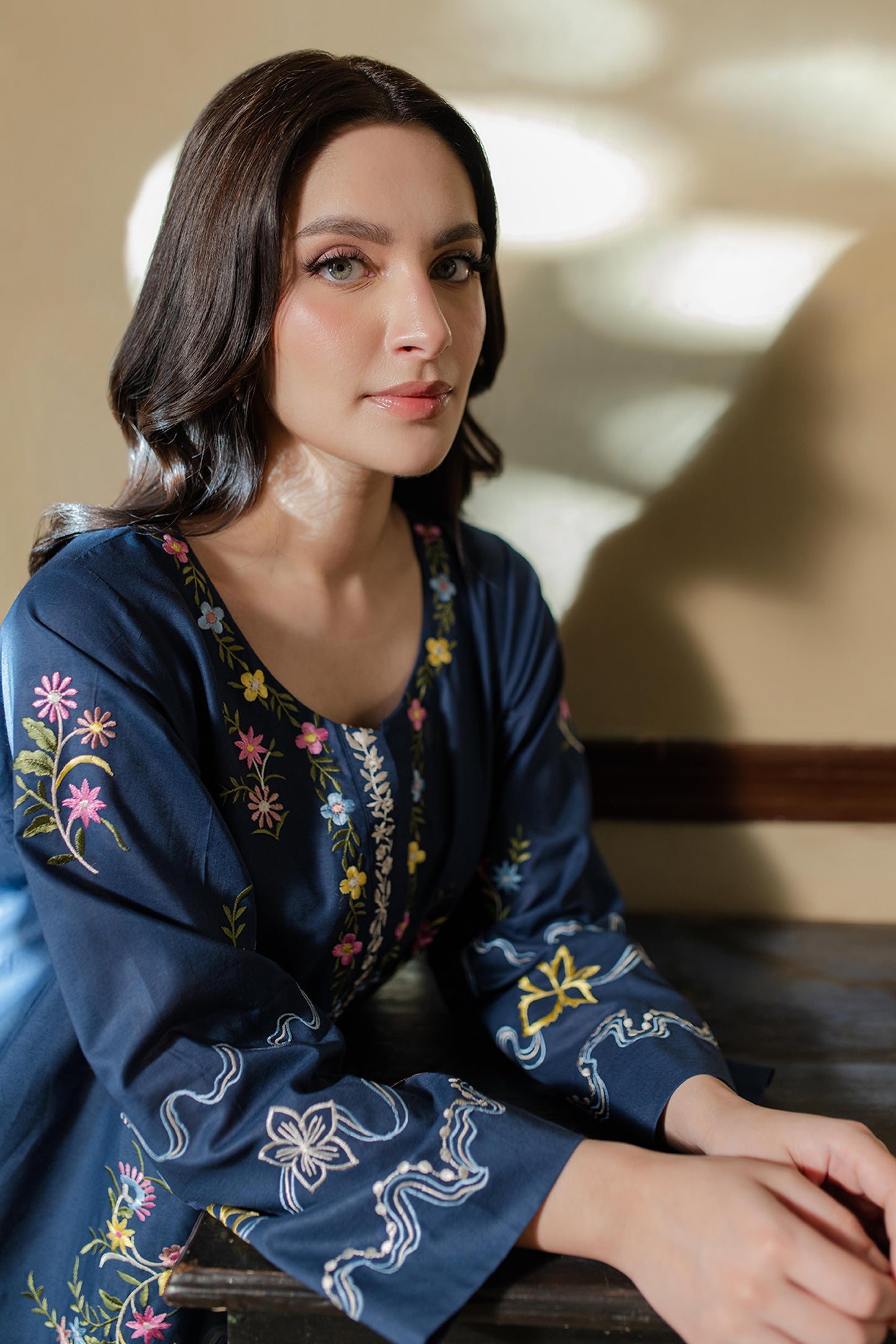 NAVY EMBROIDERED KURTA