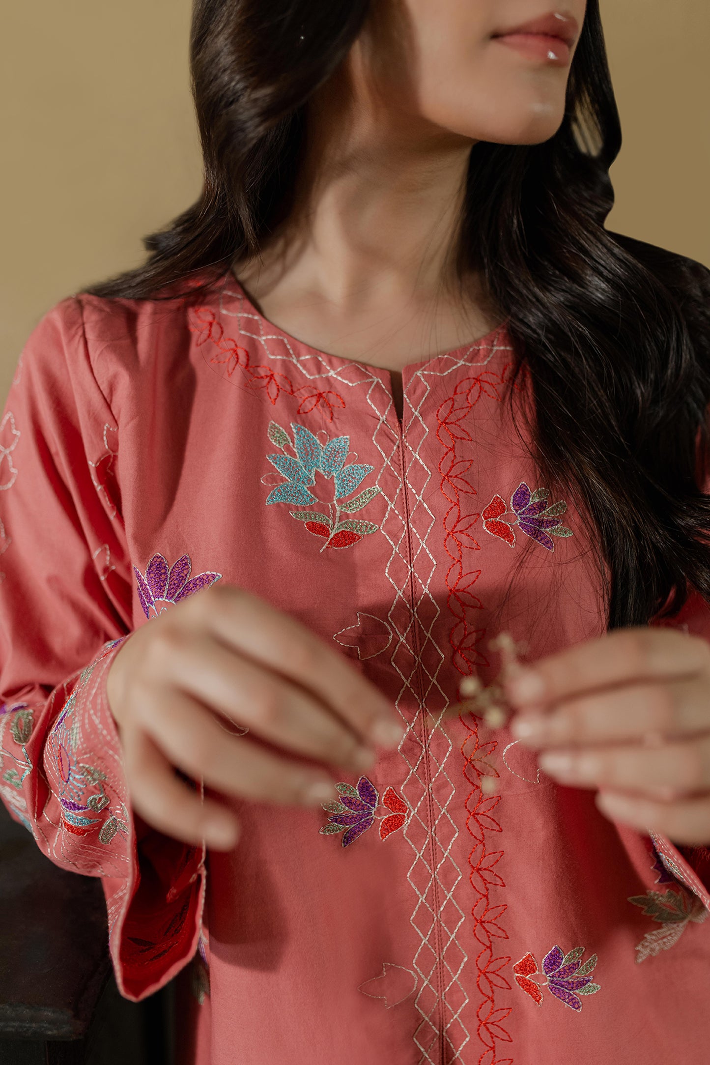 PINK EMBROIDERED KURTA