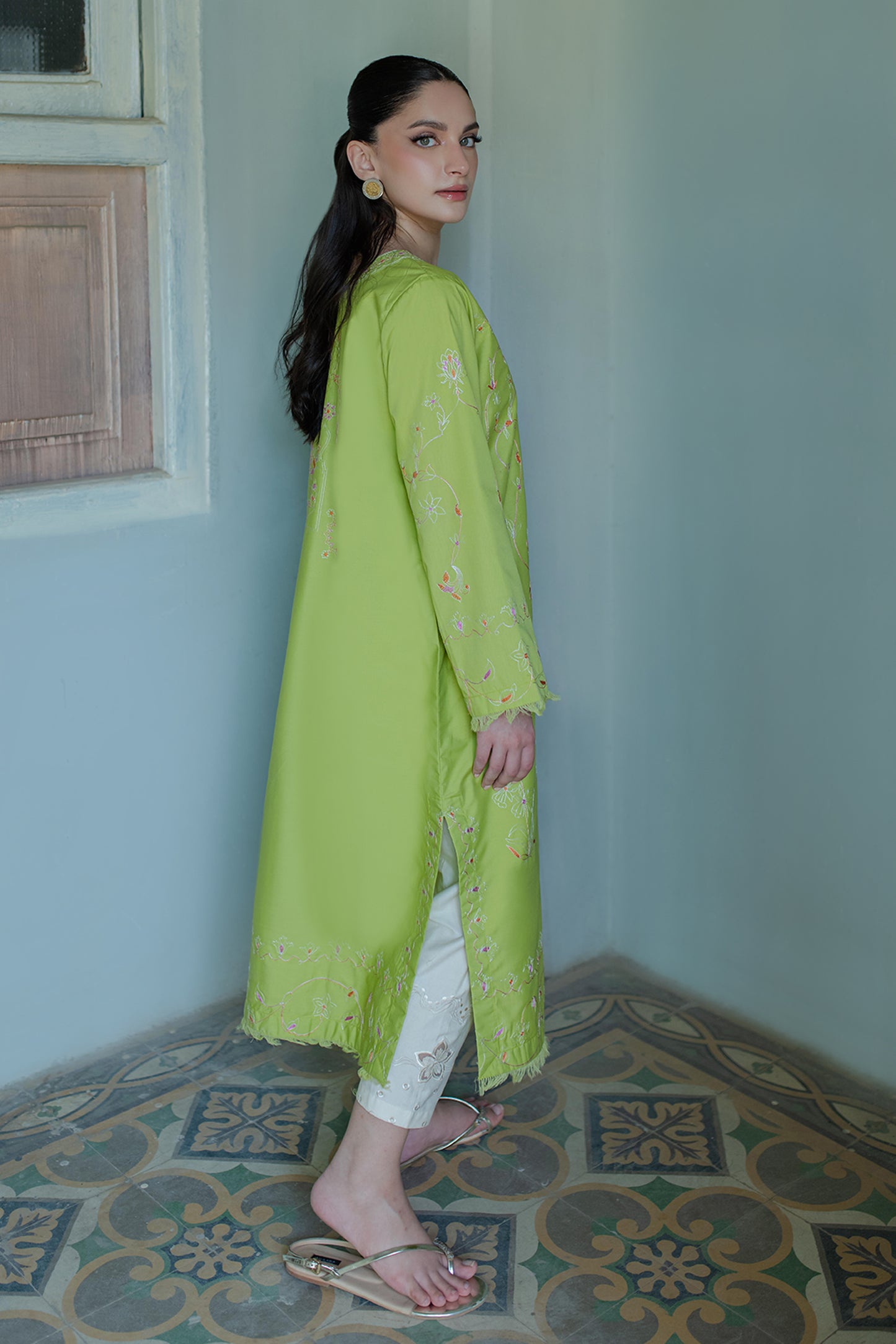 PISTACHIO EMBROIDERED KURTA