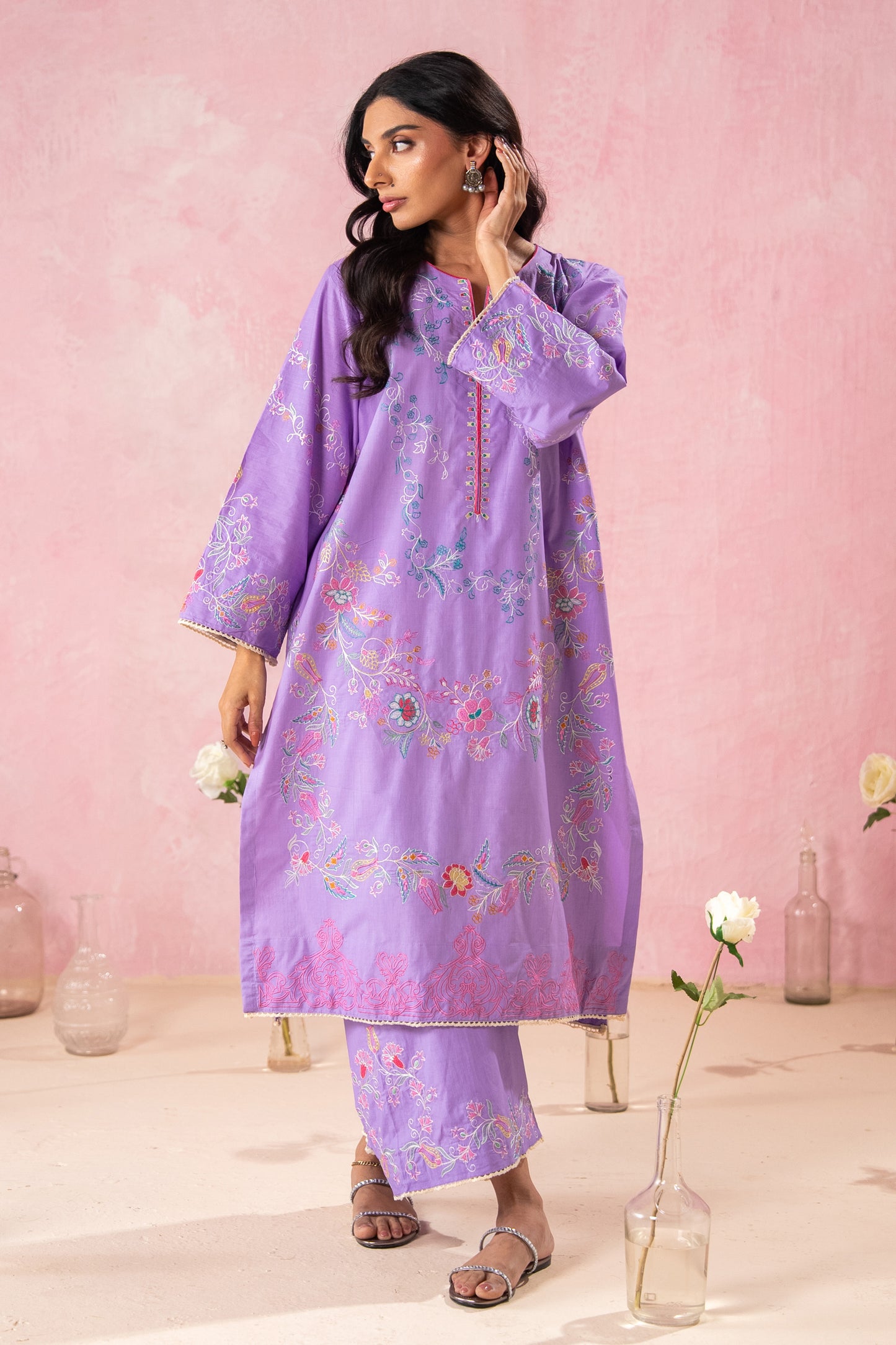 LAVENDER EMBROIDERED SET