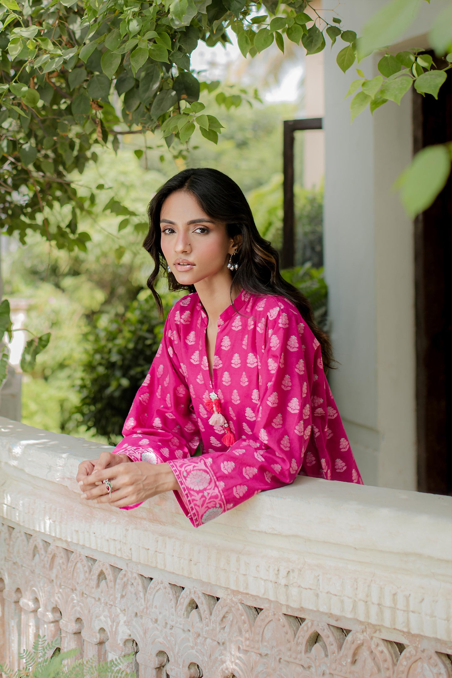 PINK WOVEN KURTA