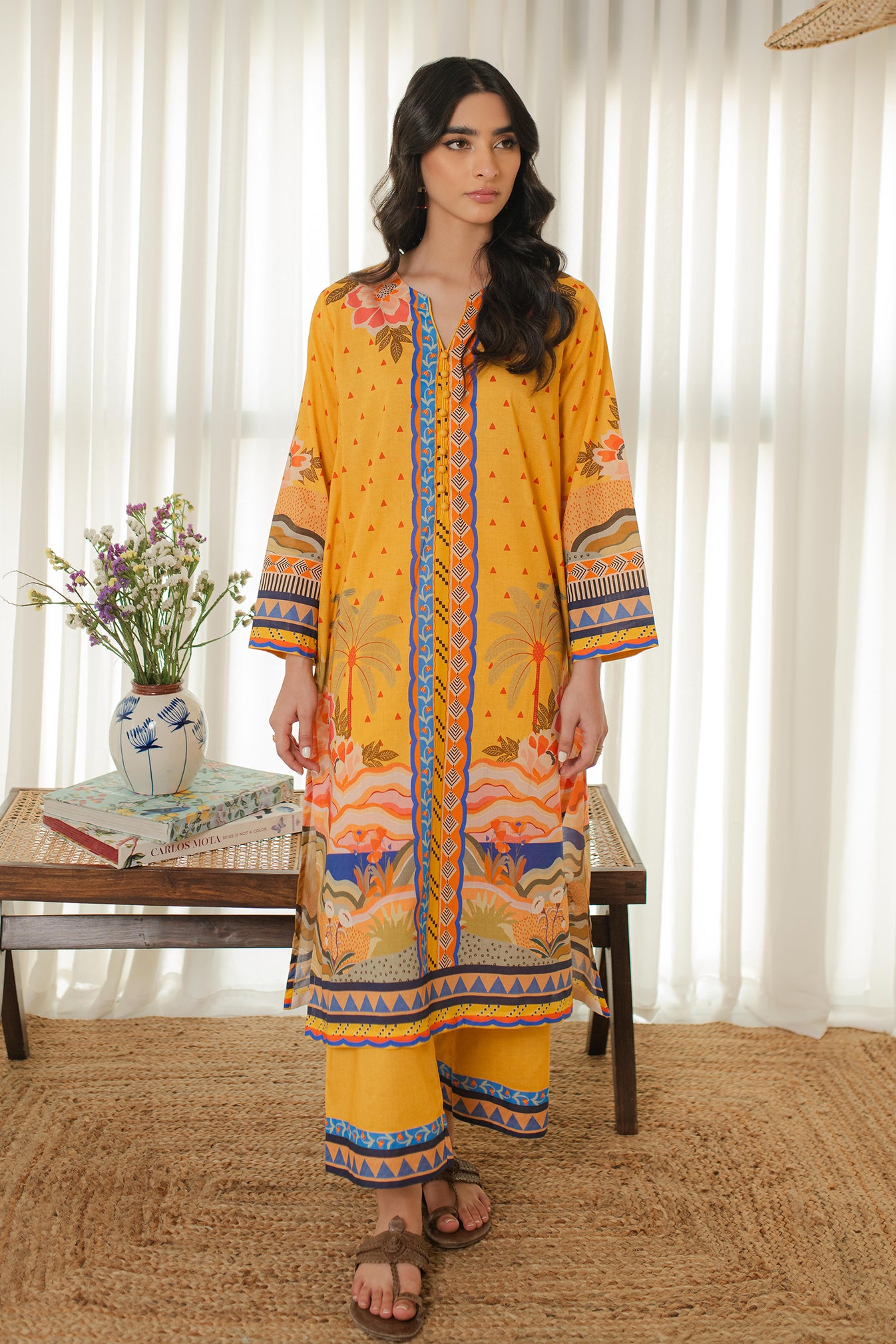 Yellow Buti Persian Kurta Set