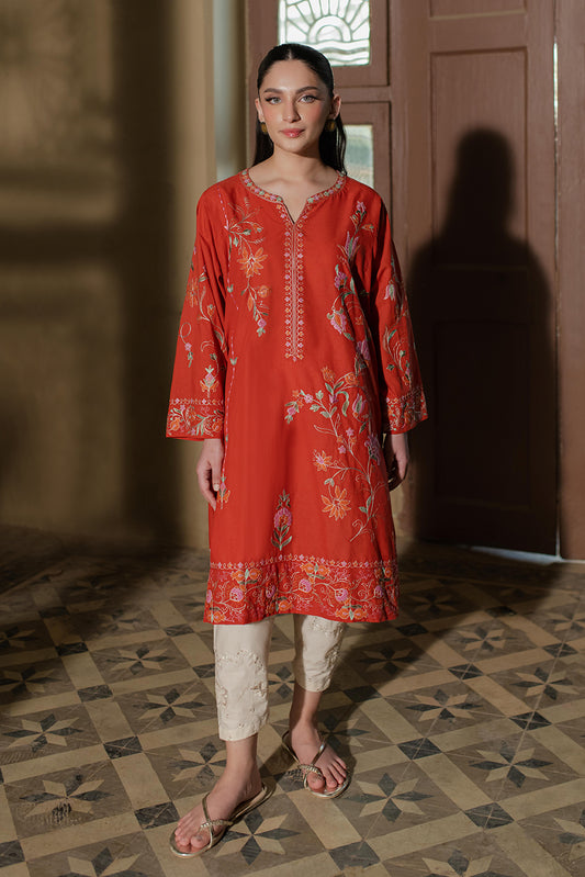 RED EMBROIDERED KURTA