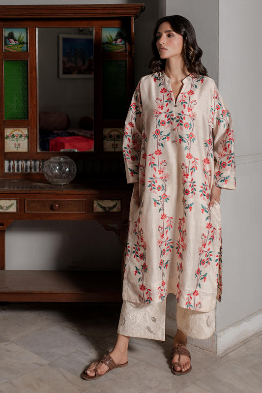 OFF-WHITE WOVEN KURTA